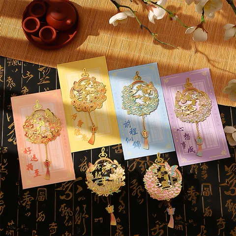 Hollow Metal Floral Butterfly Bookmark With Tassel Traditional Chinese Style Student Stationery Gift Page Marker Holder
