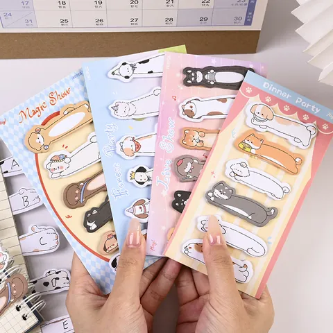 Notes Autocollantes d'Index d'Animaux de Dessin Animé Mignons Marque-Pages en Papier Multi-Design pour Fournitures de Bureau Scolaire