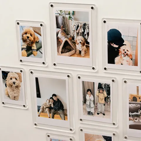 Magnetischer Fotorahmen Acryl Transparent Kühlschrankmagnet Für Instax Mini Fotos Kleiner Kartenhalter Fotodisplay Rundbogen-Design Heimdekor