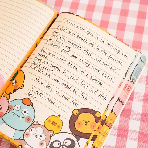 Schattig Cartoon Hardcover Notizboek Kawaii Dieren Illustratie Geruit Dagboek Studenten Agenda Weekplanner Dik Papier Ins Stijl Briefpapier