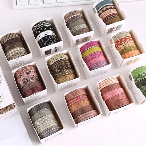 Esthetische Retro Washi Tape Set Floraale Geometrische Decoratieve Masking Tape Voor Journaling Scrapbooking DIY Ambachten Voor Studenten