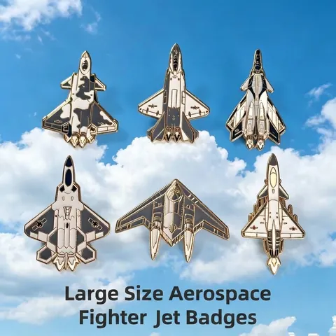 Large Size Fighter Jet Metal Badge Military Gear Brooch Pin Alloy Aerospace Aircraft Brooch For Clothes Bag Accessories Unisex Jewelry
