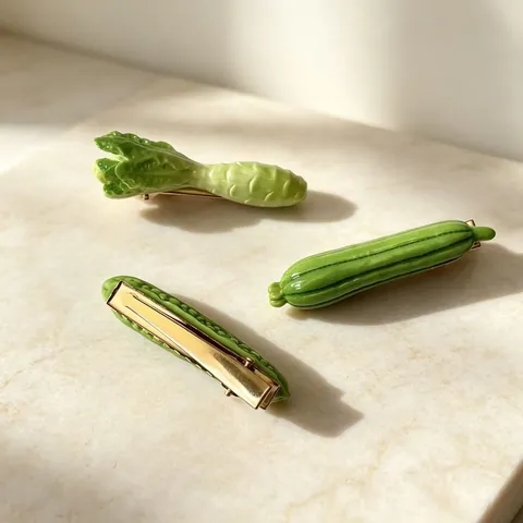 Funny Simulated Vegetable Hair Clip Resin Chili Cucumber Eggplant Carrot Bitter Gourd Duckbill Side Clip Jewelry For Women