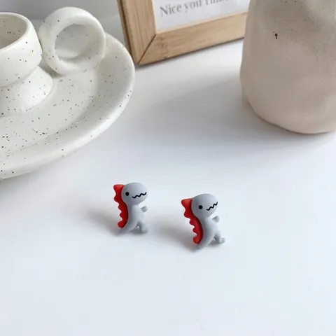 Boucles d'Oreilles Clous Dinosaure pour Femmes Bijoux en Résine Animal Émail Kawaii Fille Étudiante Accessoires Mode Cadeau