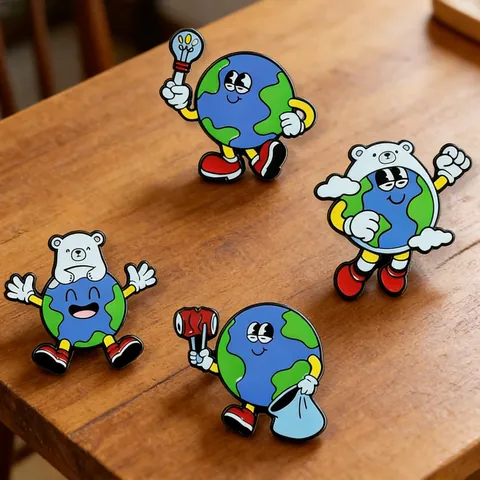 Pin de Esmalte de Protección Ambiental del Día de la Tierra Broche de Aleación de Zinc de Dibujos Animados para Mochila Ropa