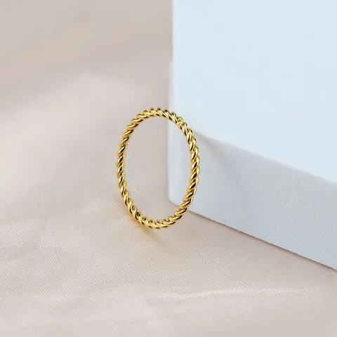 Minimalist Titanium Steel Twisted Rope Ring For Women Rose Gold Gold Stackable Plain Band Personalized Fashion Jewelry Finger Ring