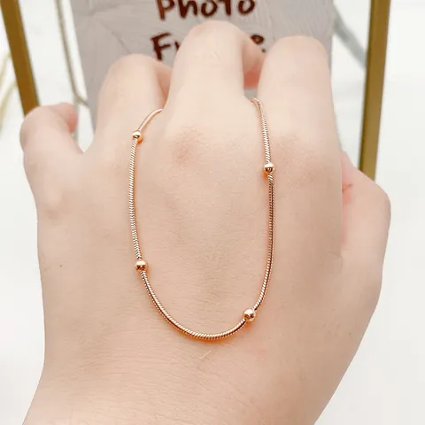 Titanium Steel 18K Gold Plated Snake Bone Chain Necklace With Gold Beads Elegant Clavicle Chain Jewelry For Women