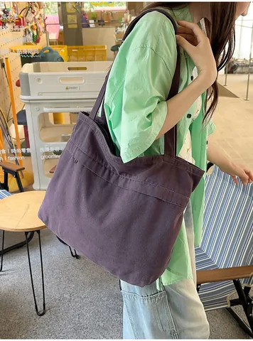 Borsa Tote in Tela Casual da Donna Grande Capacità Pendolarismo Borsa a Spalla Tinta Unita Pieghettata Con Cerniera per Uso Quotidiano