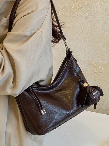 Borsa Sottobraccio in Pelle PU Minimalista da Donna Borsa a Tracolla a Secchiello per Pendolari per lo Styling Quotidiano