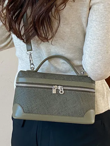 Women Minimalist Synthetic Leather Crossbody Bag Fashion Square Top Handle Bag Retro Commuter Shoulder Bag With Adjustable Strap