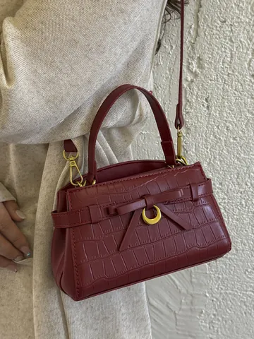 Dames Steenpatroon PU Leer Handtas Koreaanse Stijl Minimalistische Vierkante Schoudertas Elegante Strik Decor Crossbody Tas Dagelijks Veelzijdig