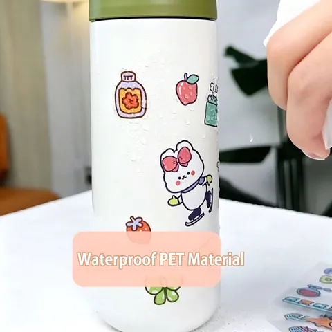 Cute Cartoon Animal Food PET Transparent Stickers Waterproof DIY Scrapbooking Stationery Journal Decoration Stickers For Kids Students