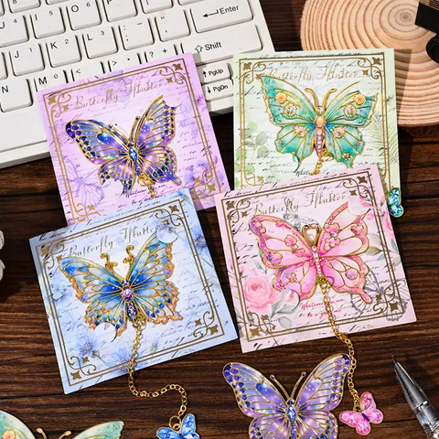 Vintage Metal Butterfly Bookmark With Pendant Colorful Hollow Out Enamel Book Page Clip For Student Teacher Stationery Gift