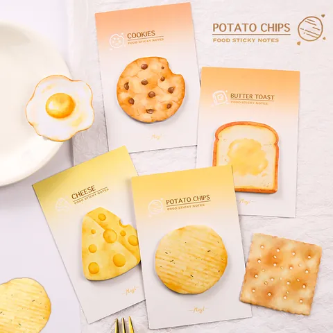 Cute Food Shaped Sticky Notes Creative Bread Cookies Fried Egg Memo Pads Student Stationery Office Decorative Labels