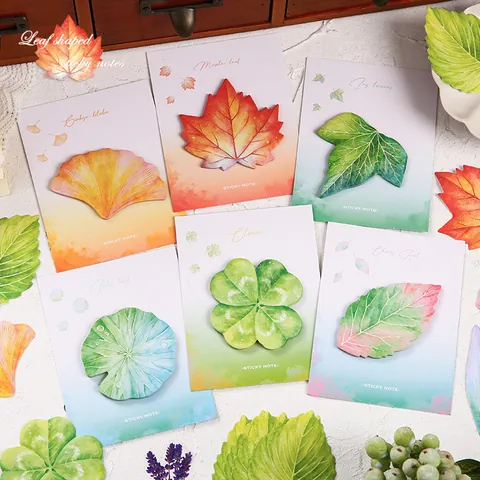 Simulatie Bladvorm Plaknotities Aquarel Stijl Papier Memo Pad Voor Journal DIY Wanddecoratie Scrapbooking Materiaal Briefpapier