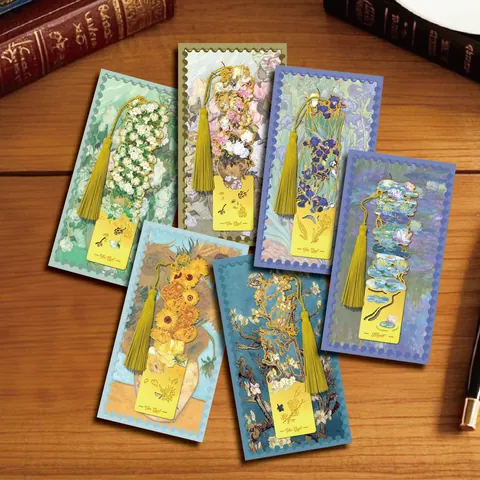 Vintage Metal Hollow Bookmark With Silk Tassel Artistic Oil Painting Style Page Marker For Students Reading Accessories Gift