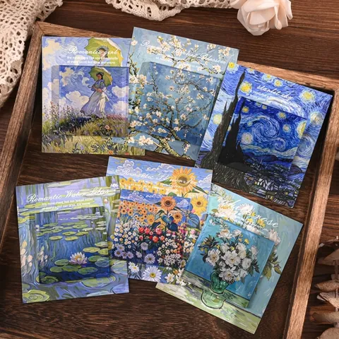 Vintage Oil Painting Refrigerator Magnets Acrylic Magnetic Fridge Stickers Van Gogh Monet Mucha Art Landscape Flower Decor Gifts