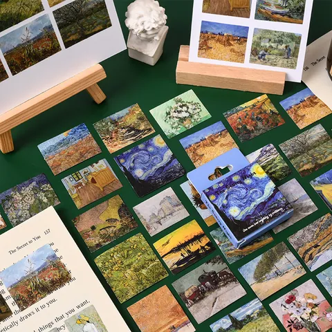 Retro Van Gogh Oil Painting Stickers Set For Journaling DIY Decorative Art Adhesive Stickers For Scrapbooking Gift Sealing
