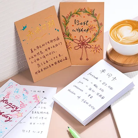 Postales en Blanco DIY Cartulina Kraft Negro Blanco Para Dibujo a Mano Graffiti Tarjetas de Felicitación Hechas a Mano Papelería para Estudiantes