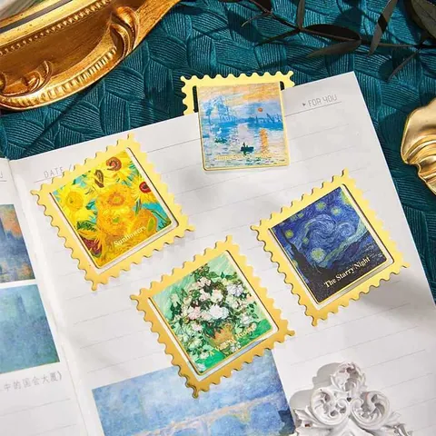 Vintage Metal Bookmarks Artistic Famous Oil Painting Stamp Shape Van Gogh Monet Design Reading Page Marker Gift Women