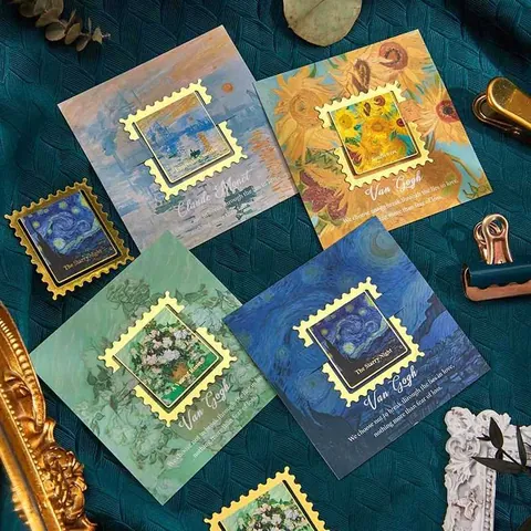 Vintage Metal Bookmarks Artistic Famous Oil Painting Stamp Shape Van Gogh Monet Design Reading Page Marker Gift Women