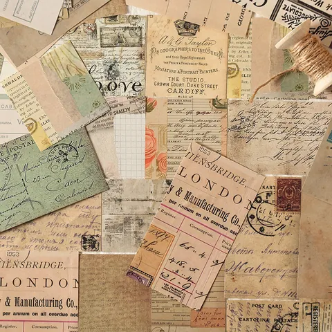 Retro Vintage Scrapbooking Material Paper Kit Floral Script Grid Decorative Background Decals For DIY Journaling Arts Crafts