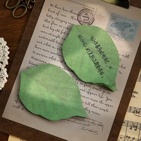 Realistic Leaf Shaped Sticky Notes Paper Simulation Green Leaf Memo Pad For Student Scrapbooking Diary DIY Decoration Stationery