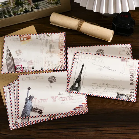 Σετ Φακέλων και Χαρτιού Αλληλογραφίας Vintage Aviation Kraft Paper Ρετρό Σετ Γραφικής Ύλης για Ευχετήριες Κάρτες Δώρο