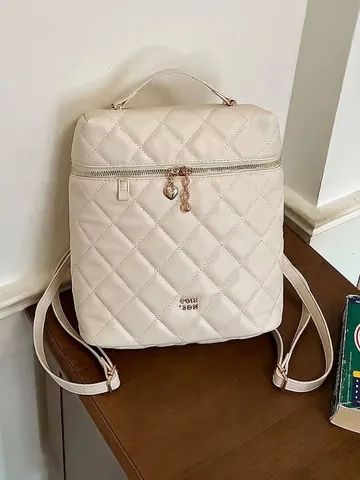 Zaino a Catena Trapuntato da Donna in Pelle PU Moda Zainetto Ricamato Piccolo Zaino Spalla Casual per Viaggi Quotidiano
