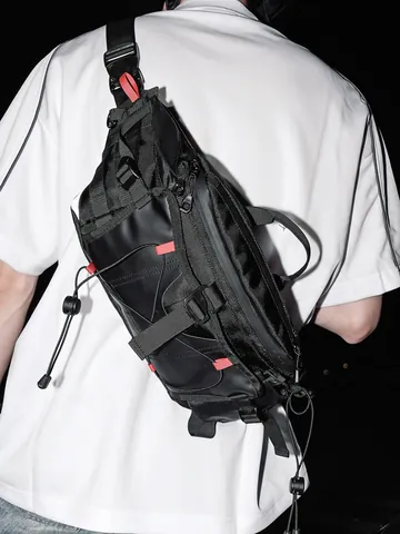 Tactical Techwear Chest Bag For Men Women Waterproof Nylon Crossbody Sling Bag Streetwear Sports Waist Bag Fashion Shoulder Bag