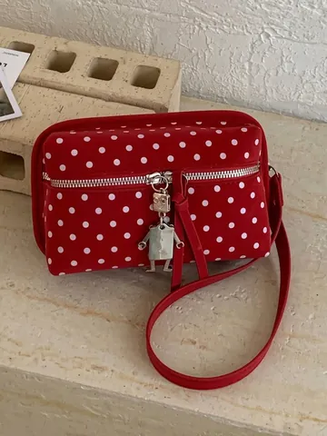 Dames Polka Dot Crossbody Tas Mode PU Leer Kleine Vierkante Tas Leuke Poppenhanger Telefoontas Mini Schoudertas