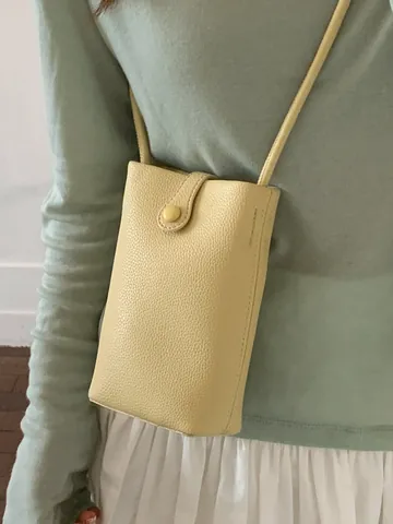 Borsa a Tracolla Mini Secchiello da Donna in Pelle PU Martellata Borsa per Cellulare Piccola Borsa a Spalla Casual Tinta Unita