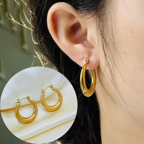 French Vintage Stainless Steel Hoop Earrings For Women 18K Gold Plated Heart Twisted Croissant Leaf Stud Earrings Fashion Jewelry