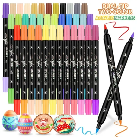 Dual Tip Dual Color Acrylic Marker Pen Set Vivid Colors Brush Tip For DIY Crafting Drawing Sketching Journaling Art Supplies