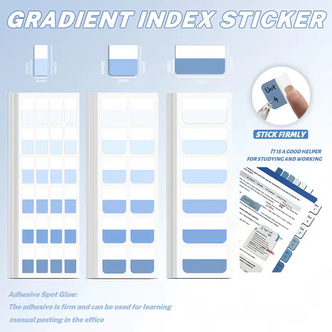 Gradient Index Tabs Sticky Notes Writeable Self-Adhesive Page Markers For Students Office Supplies Paper Labels