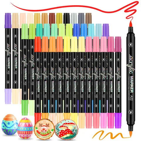 Dual Tip Dual Color Acrylic Marker Pen Set Vivid Colors Brush Tip For DIY Crafting Drawing Sketching Journaling Art Supplies