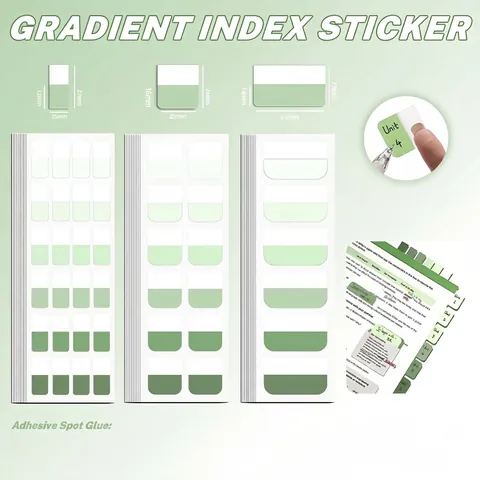 Gradient Index Tabs Sticky Notes Writeable Self-Adhesive Page Markers For Students Office Supplies Paper Labels