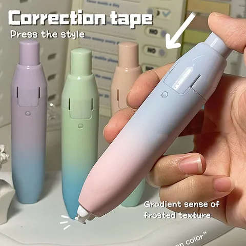Macaron Gradient Click-Type Correction Tape Large Capacity Silent Refillable Correction Pen Frosted Texture Student Office Stationery