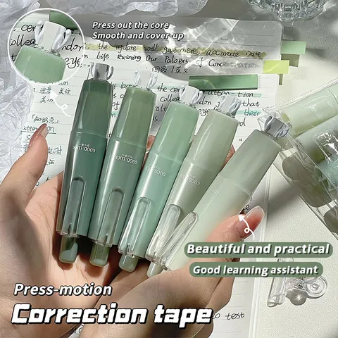 5 Pieces Pack Gradient Color Press-motion Correction Tape Set Resin Pen Shaped Refillable Correction Tape For School Office Supplies