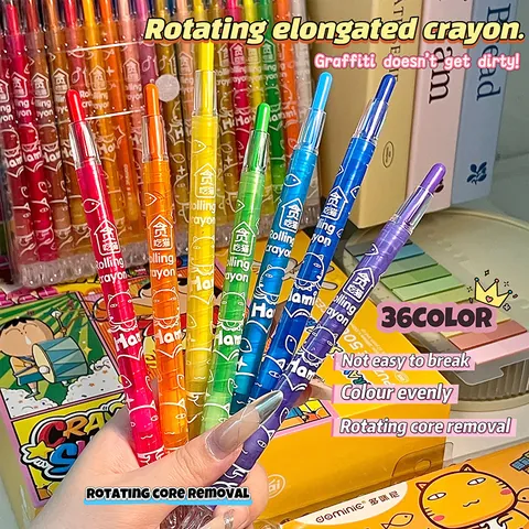 Professional Twistable Rotating Crayon Set Multicolor Drawing Painting Pens For Kids School Art Supplies Plastic Shell Rolling Crayons