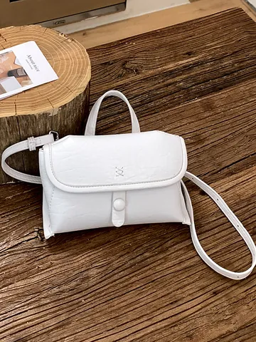 Dames Retro PU-leer Handheld Crossbody Kleine Vierkante Tas Minimalistisch Effen Kleur Klep Schoudertas Mode Handtas Cadeau