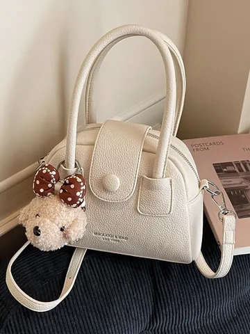 Vintage Luxe Dames PU Leer Kussentas Litchi Textuur Crossbody Handtas Met Afneembare Riem Casual Schoudertas Tote Bag