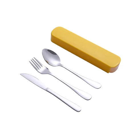 Portable Stainless Steel Cutlery Set Mirror Polished Knife Fork Spoon With Storage Box For Student Office Travel Flatware Set