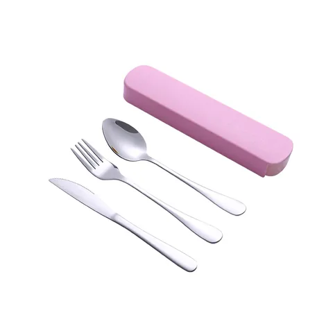 Portable Stainless Steel Cutlery Set Mirror Polished Knife Fork Spoon With Storage Box For Student Office Travel Flatware Set