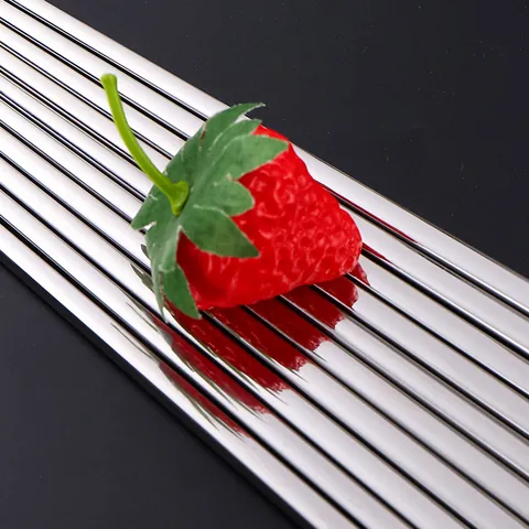 304 Stainless Steel Korean Chopsticks Hollow Heat Insulating Anti-Slip Square Chopsticks Mirror Polished Reusable Tableware