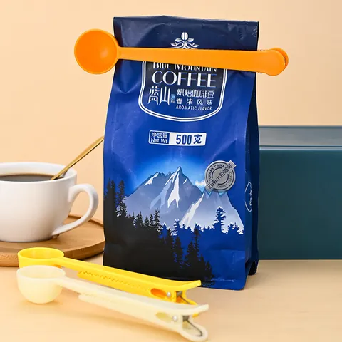 Cuillère Doseuse 2 en 1 avec Pince d'Étanchéité en Plastique Multifonction pour Café Lait en Poudre Accessoire de Cuisine