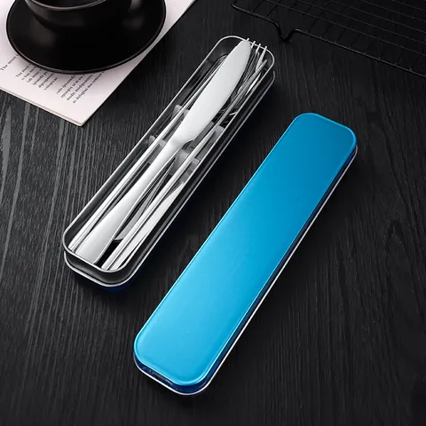 Portable Stainless Steel Cutlery Kit With Storage Case Mirror Polished Reusable Spoon Fork Knife Chopsticks For Travel Office