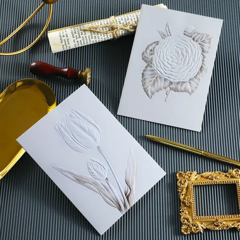 Tarjeta de Felicitación Floral Con Relieve 3D de Alta Calidad Con Sobre Tarjeta de Votos de Papel Hecha a Mano Para Boda San Valentín