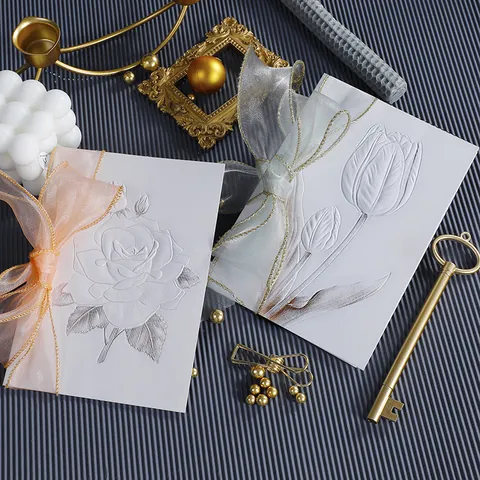 Tarjeta de Felicitación Floral Con Relieve 3D de Alta Calidad Con Sobre Tarjeta de Votos de Papel Hecha a Mano Para Boda San Valentín