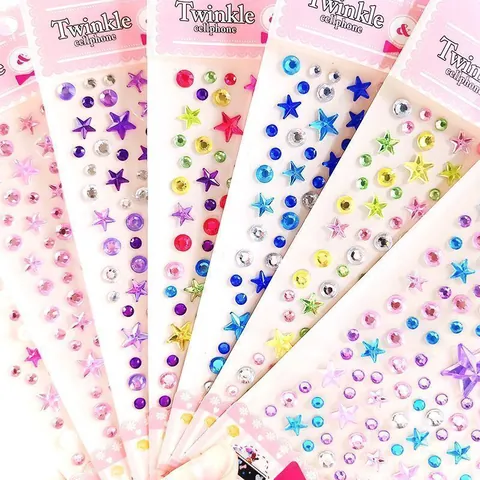 Colorful Acrylic Crystal Rhinestone Stickers For Kids DIY Craft Self Adhesive Heart Star Flower Shape Jewel Sticker Decor